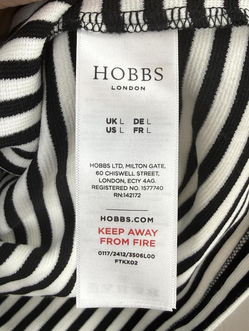 HOBBS London Black & White Striped Tali 3/4 Sleeve Roll Neck Top - Size - Large - Picture 6 of 8